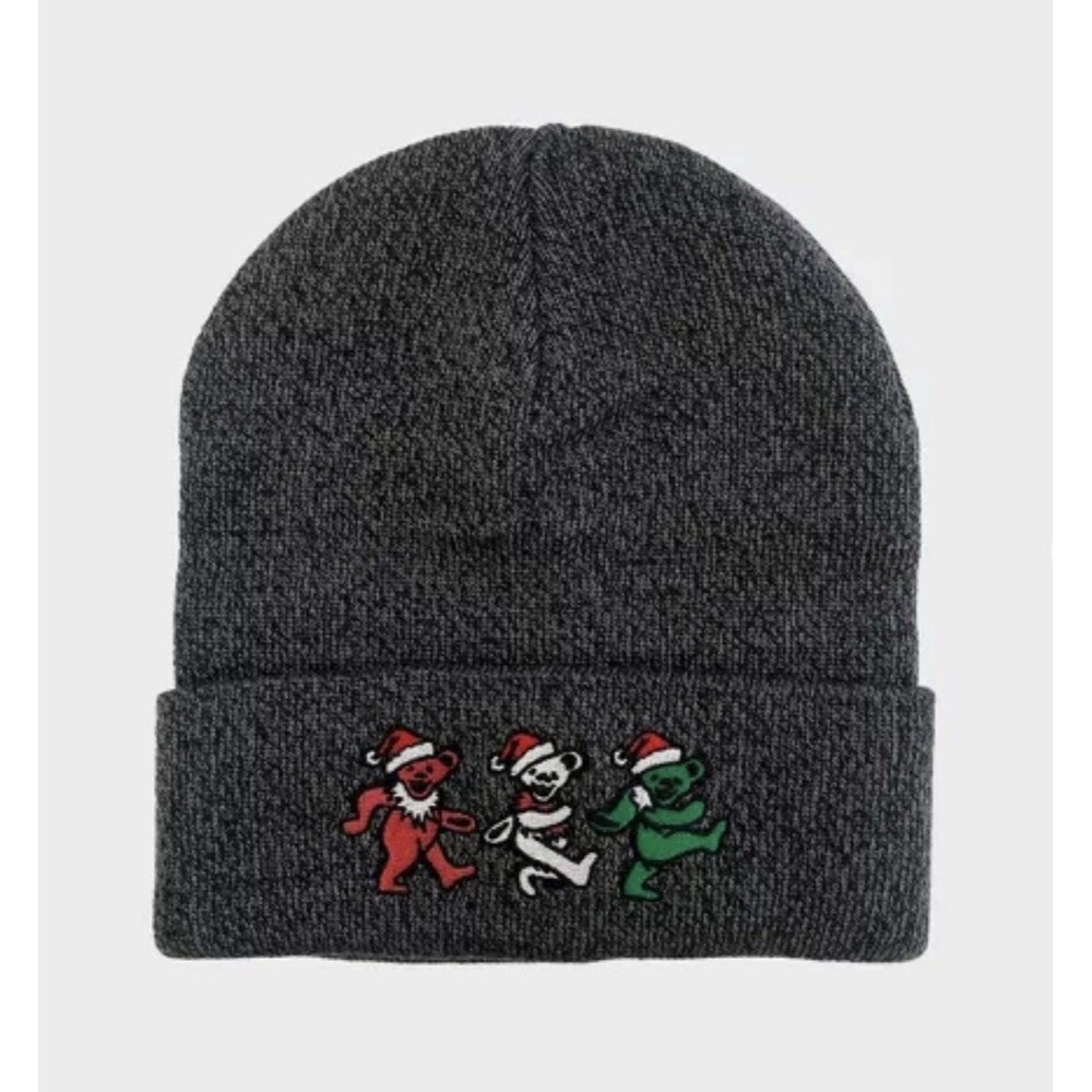 Grateful Dead Dancing Bears Holiday Beanie Hat Charcoal Gray NEW